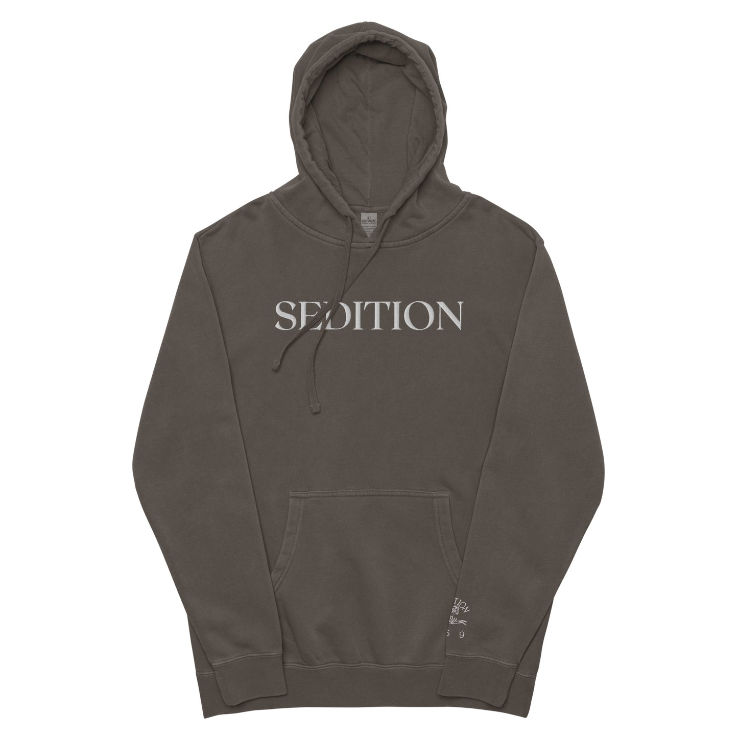 SEDITION embroidered pigment-dyed hoodie