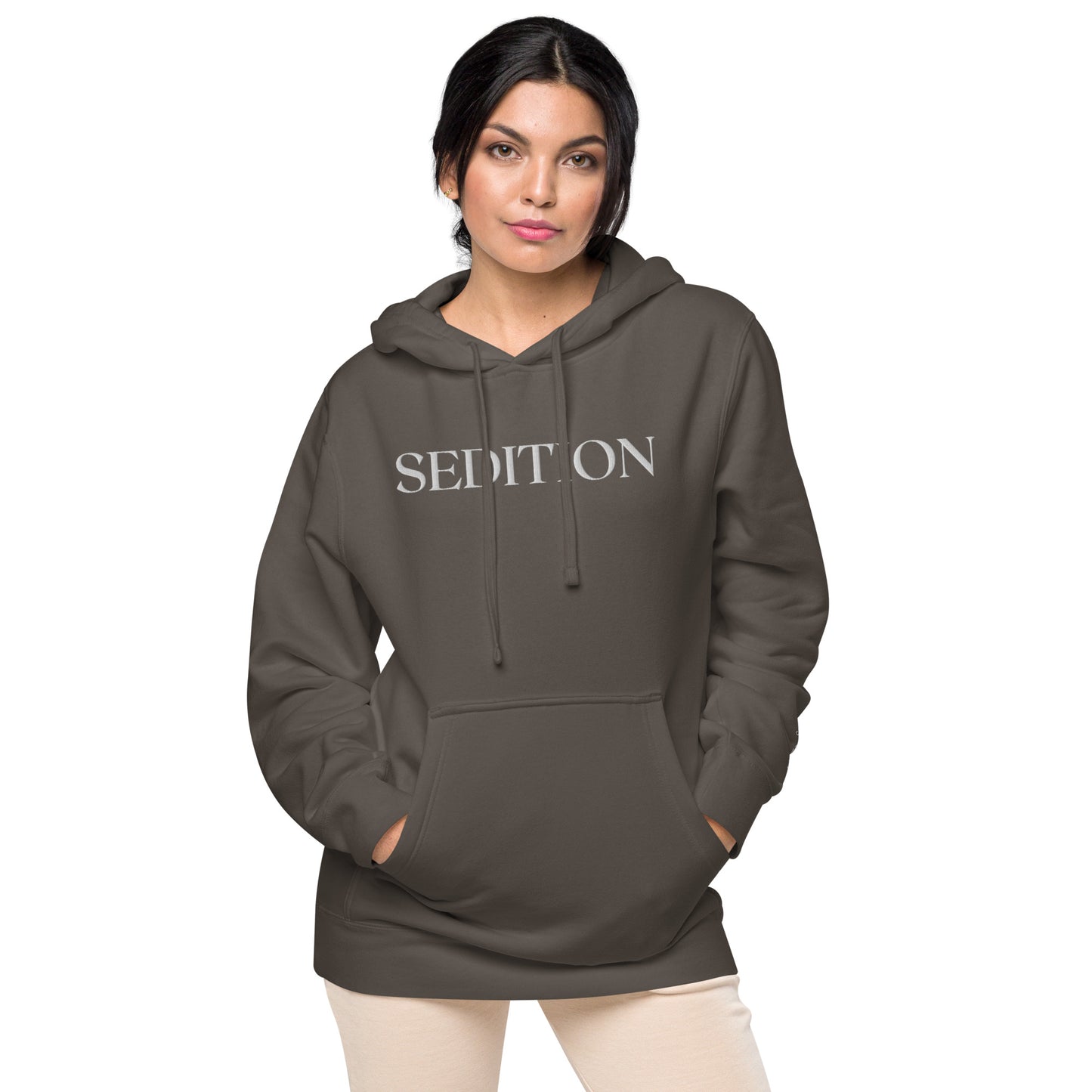 SEDITION embroidered pigment-dyed hoodie